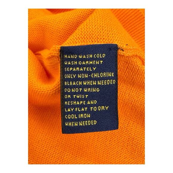 Polo Ralph Lauren Sweater Rugby Mens Large Orange Pullover V-Neck Sweatshirt - Picture 11 of 11